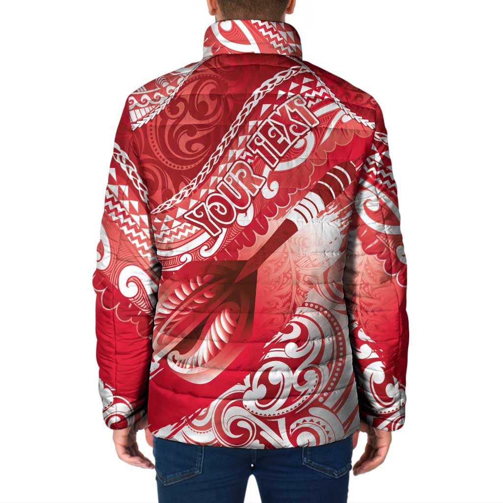 Personalised New Zealand Aotearoa Darts Masters Padded Jacket Maori Art Tattoo with Tribal Dart Symbol Red LT03 - Polynesian Pride