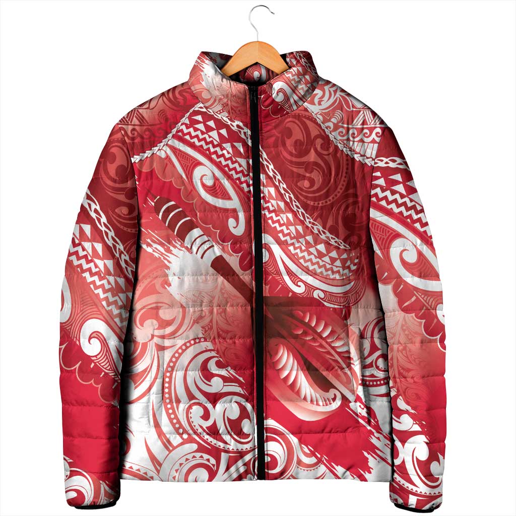 Personalised New Zealand Aotearoa Darts Masters Padded Jacket Maori Art Tattoo with Tribal Dart Symbol Red LT03 - Polynesian Pride