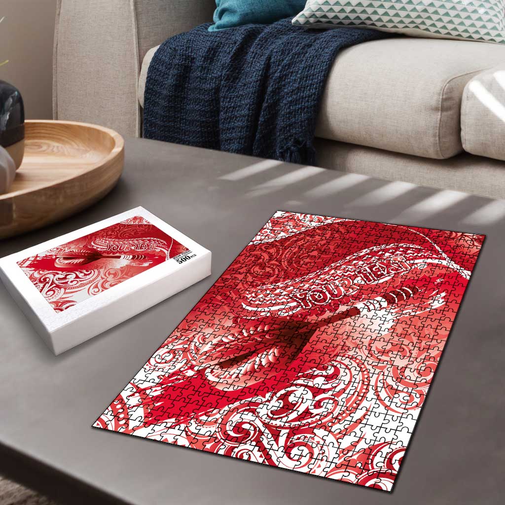 Personalised New Zealand Aotearoa Darts Masters Puzzle Maori Art Tattoo with Tribal Dart Symbol Red LT03 - Polynesian Pride