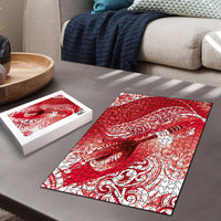 Personalised New Zealand Aotearoa Darts Masters Puzzle Maori Art Tattoo with Tribal Dart Symbol Red LT03 - Polynesian Pride