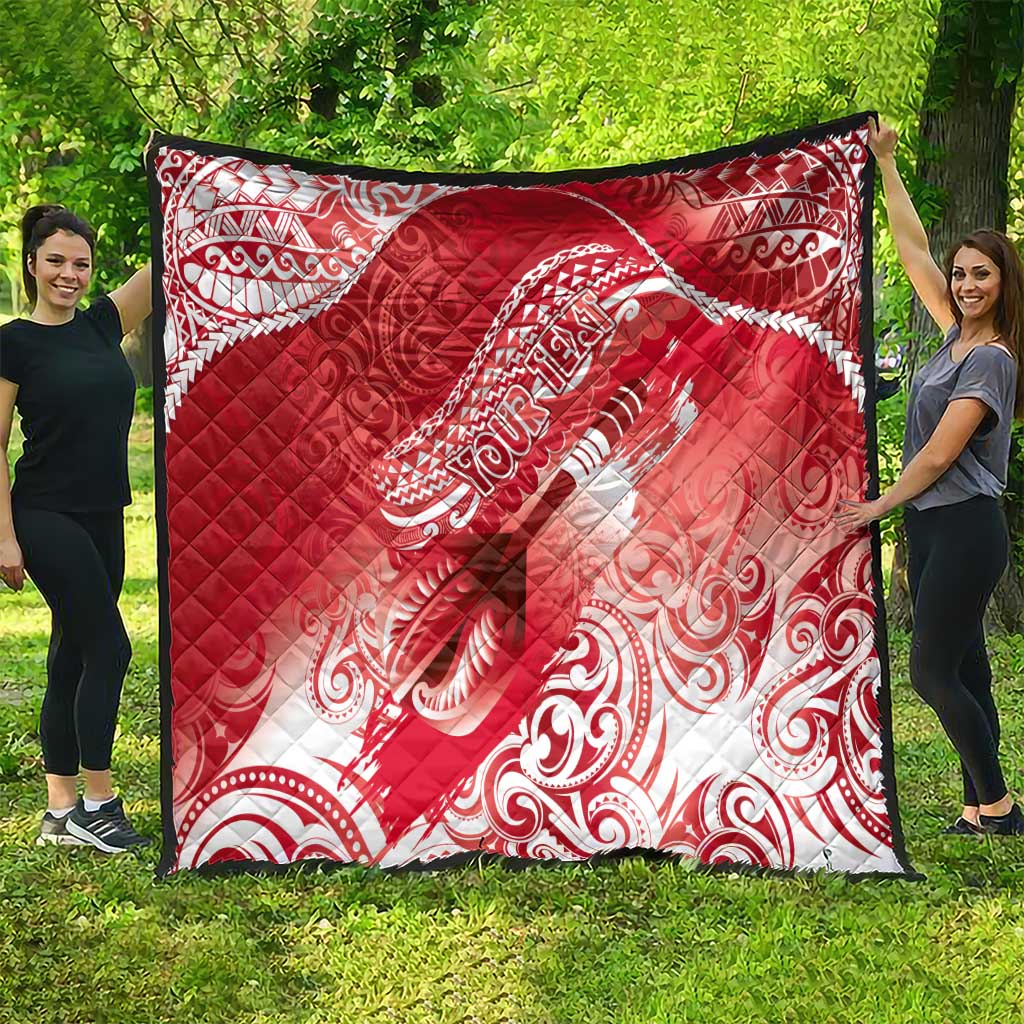 Personalised New Zealand Aotearoa Darts Masters Quilt Maori Art Tattoo with Tribal Dart Symbol Red LT03 - Polynesian Pride