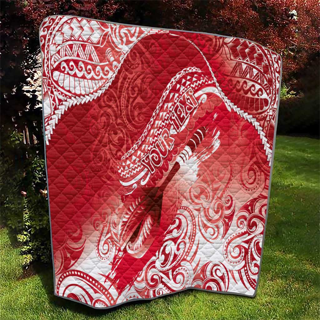 Personalised New Zealand Aotearoa Darts Masters Quilt Maori Art Tattoo with Tribal Dart Symbol Red LT03 - Polynesian Pride