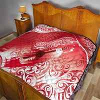 Personalised New Zealand Aotearoa Darts Masters Quilt Maori Art Tattoo with Tribal Dart Symbol Red LT03 - Polynesian Pride