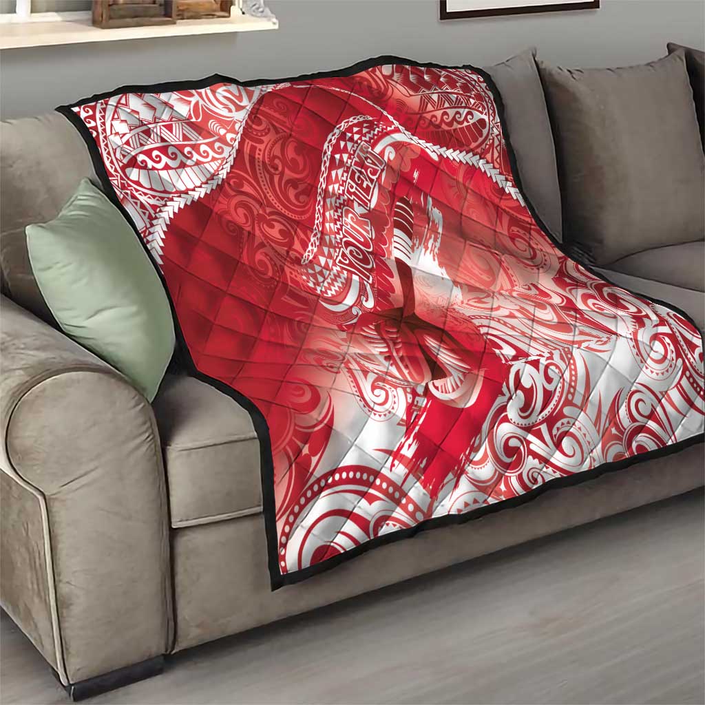 Personalised New Zealand Aotearoa Darts Masters Quilt Maori Art Tattoo with Tribal Dart Symbol Red LT03 - Polynesian Pride