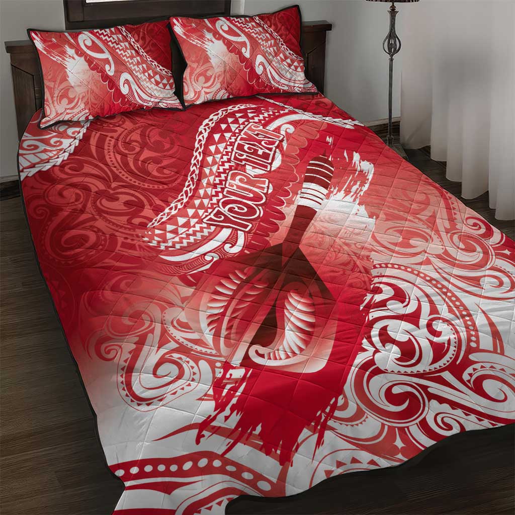 Personalised New Zealand Aotearoa Darts Masters Quilt Bed Set Maori Art Tattoo with Tribal Dart Symbol Red LT03 Red - Polynesian Pride