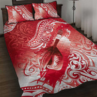 Personalised New Zealand Aotearoa Darts Masters Quilt Bed Set Maori Art Tattoo with Tribal Dart Symbol Red LT03 Red - Polynesian Pride