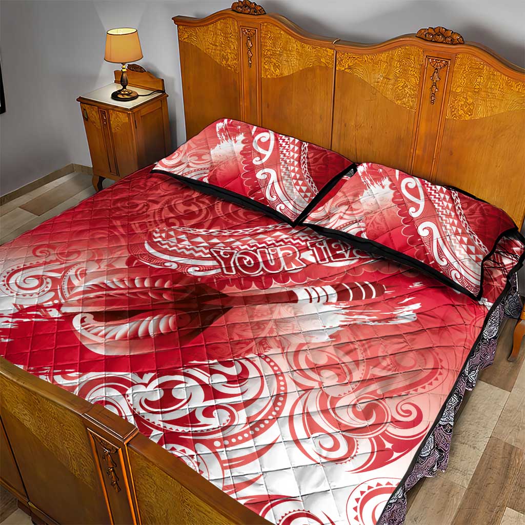 Personalised New Zealand Aotearoa Darts Masters Quilt Bed Set Maori Art Tattoo with Tribal Dart Symbol Red LT03 - Polynesian Pride