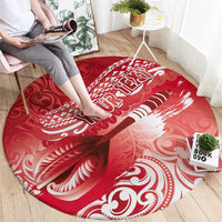 Personalised New Zealand Aotearoa Darts Masters Round Carpet Maori Art Tattoo with Tribal Dart Symbol Red LT03 - Polynesian Pride