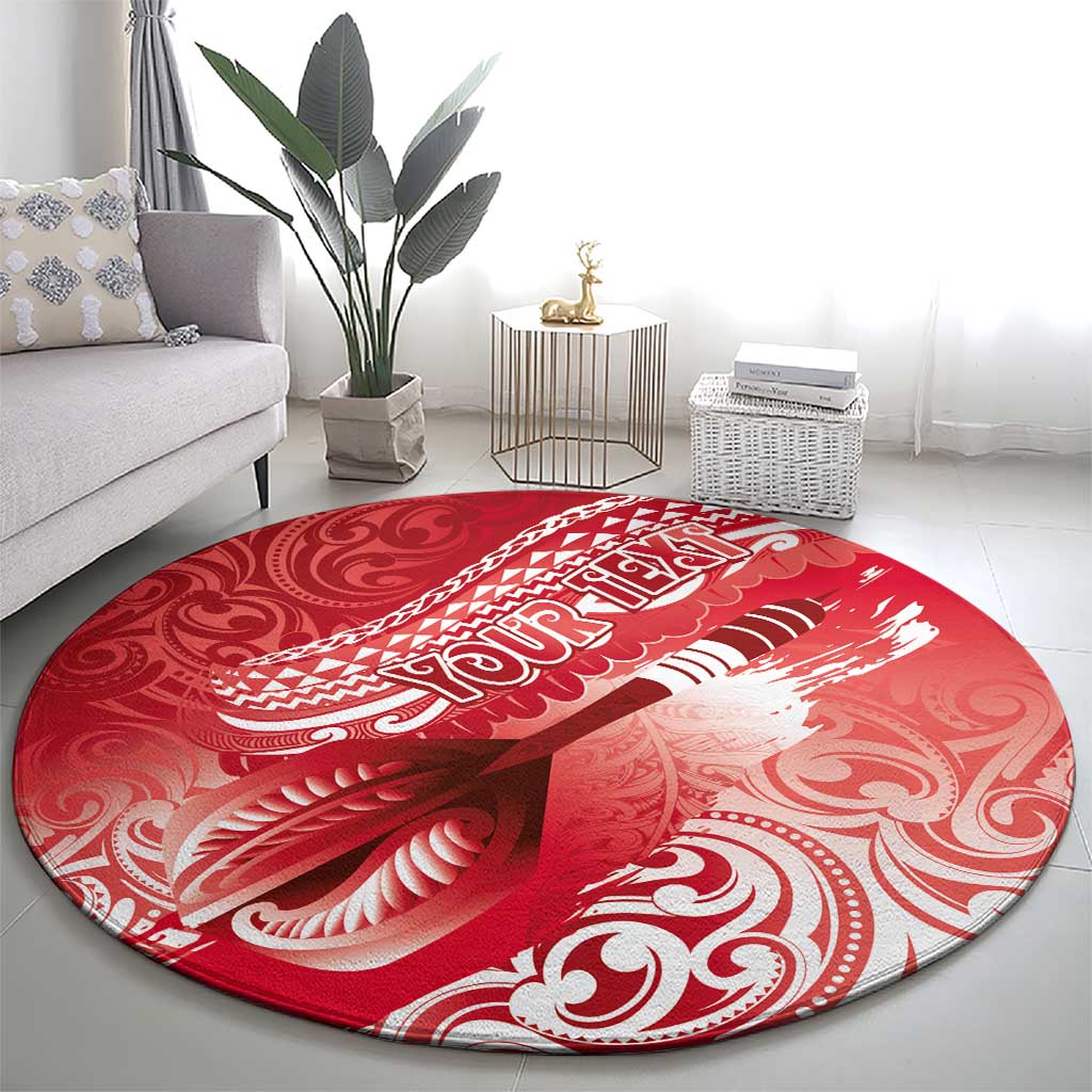 Personalised New Zealand Aotearoa Darts Masters Round Carpet Maori Art Tattoo with Tribal Dart Symbol Red LT03 - Polynesian Pride