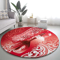 Personalised New Zealand Aotearoa Darts Masters Round Carpet Maori Art Tattoo with Tribal Dart Symbol Red LT03 - Polynesian Pride