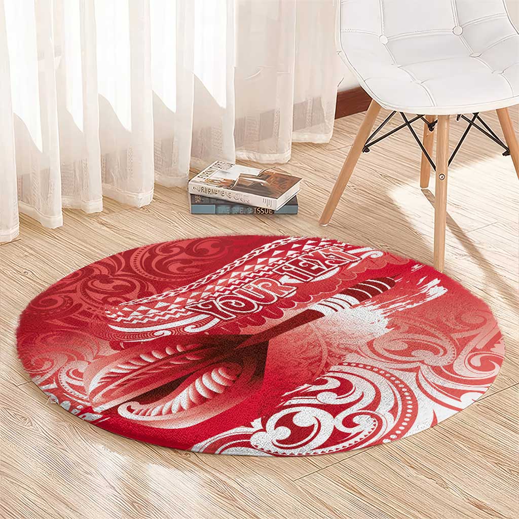 Personalised New Zealand Aotearoa Darts Masters Round Carpet Maori Art Tattoo with Tribal Dart Symbol Red LT03 - Polynesian Pride
