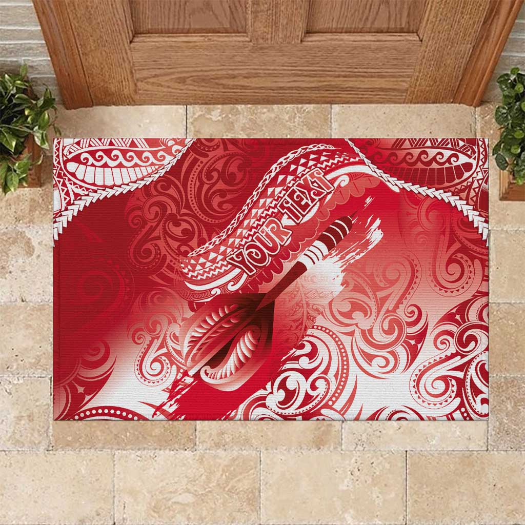 Personalised New Zealand Aotearoa Darts Masters Rubber Doormat Maori Art Tattoo with Tribal Dart Symbol Red LT03 Red - Polynesian Pride