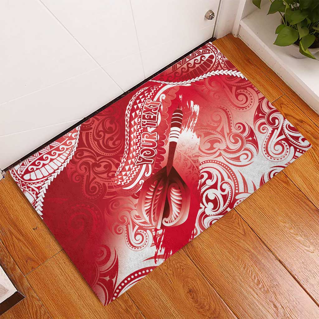 Personalised New Zealand Aotearoa Darts Masters Rubber Doormat Maori Art Tattoo with Tribal Dart Symbol Red LT03 - Polynesian Pride