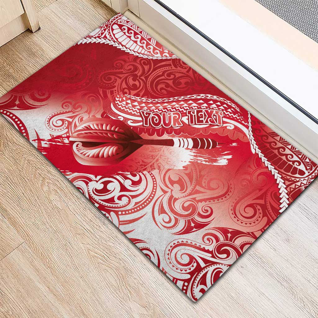 Personalised New Zealand Aotearoa Darts Masters Rubber Doormat Maori Art Tattoo with Tribal Dart Symbol Red LT03 - Polynesian Pride