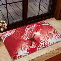 Personalised New Zealand Aotearoa Darts Masters Rubber Doormat Maori Art Tattoo with Tribal Dart Symbol Red LT03 - Polynesian Pride