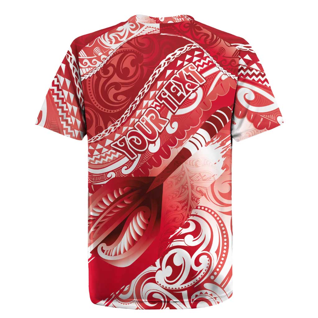 Personalised New Zealand Aotearoa Darts Masters Rugby Jersey Maori Art Tattoo with Tribal Dart Symbol Red LT03 - Polynesian Pride