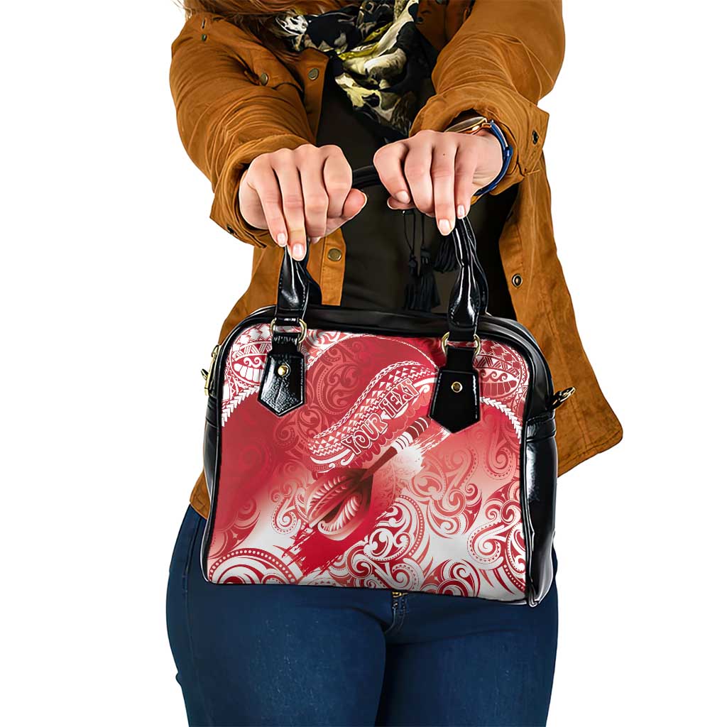 Personalised New Zealand Aotearoa Darts Masters Shoulder Handbag Maori Art Tattoo with Tribal Dart Symbol Red LT03 One Size Red - Polynesian Pride