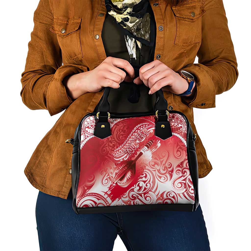 Personalised New Zealand Aotearoa Darts Masters Shoulder Handbag Maori Art Tattoo with Tribal Dart Symbol Red LT03 - Polynesian Pride