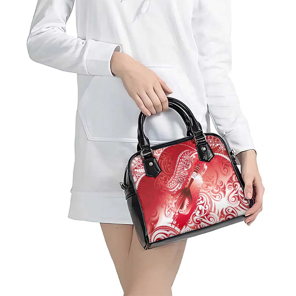 Personalised New Zealand Aotearoa Darts Masters Shoulder Handbag Maori Art Tattoo with Tribal Dart Symbol Red LT03 - Polynesian Pride