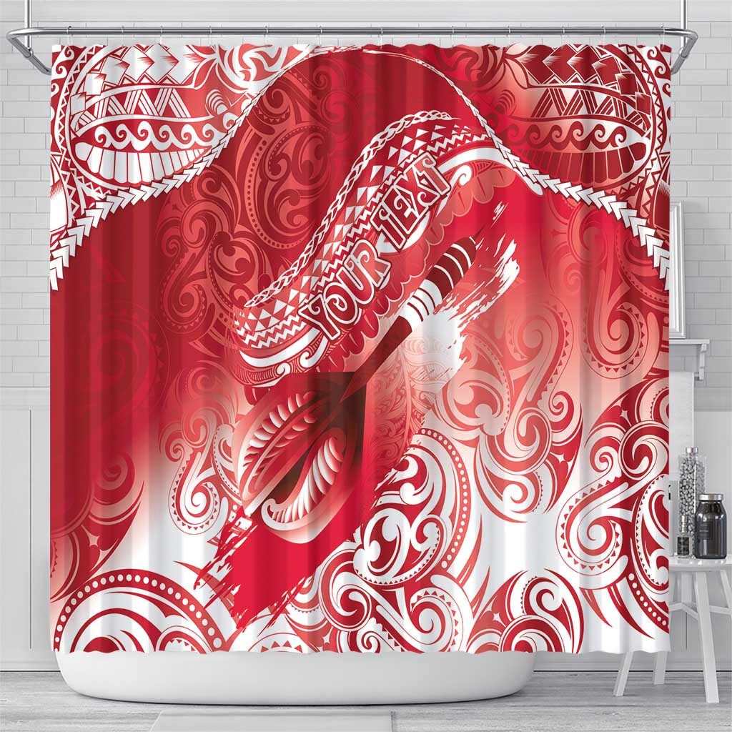 Personalised New Zealand Aotearoa Darts Masters Shower Curtain Maori Art Tattoo with Tribal Dart Symbol Red LT03 - Polynesian Pride
