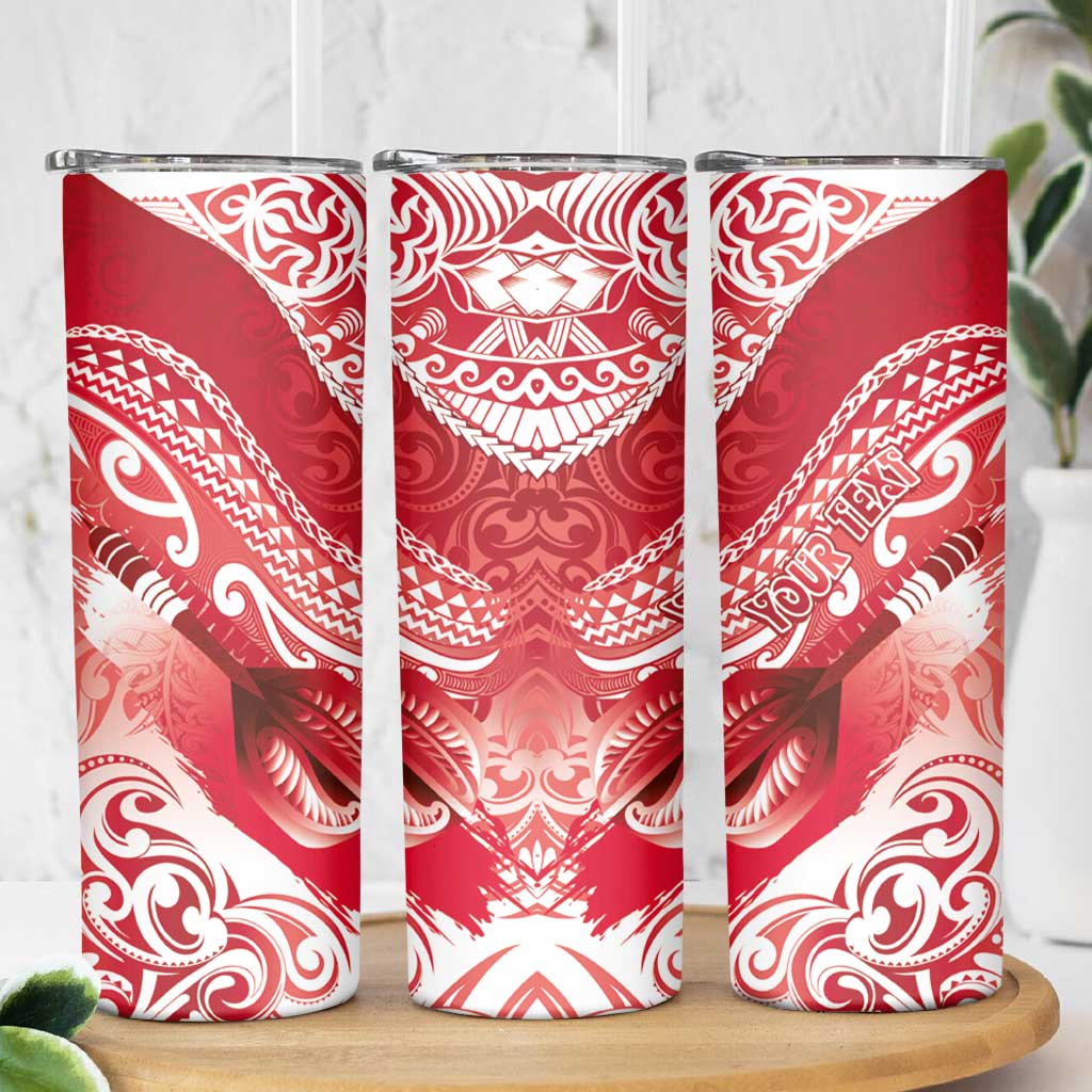 Personalised New Zealand Aotearoa Darts Masters Skinny Tumbler Maori Art Tattoo with Tribal Dart Symbol Red LT03 - Polynesian Pride