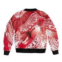Personalised New Zealand Aotearoa Darts Masters Sleeve Zip Bomber Jacket Maori Art Tattoo with Tribal Dart Symbol Red LT03 - Polynesian Pride