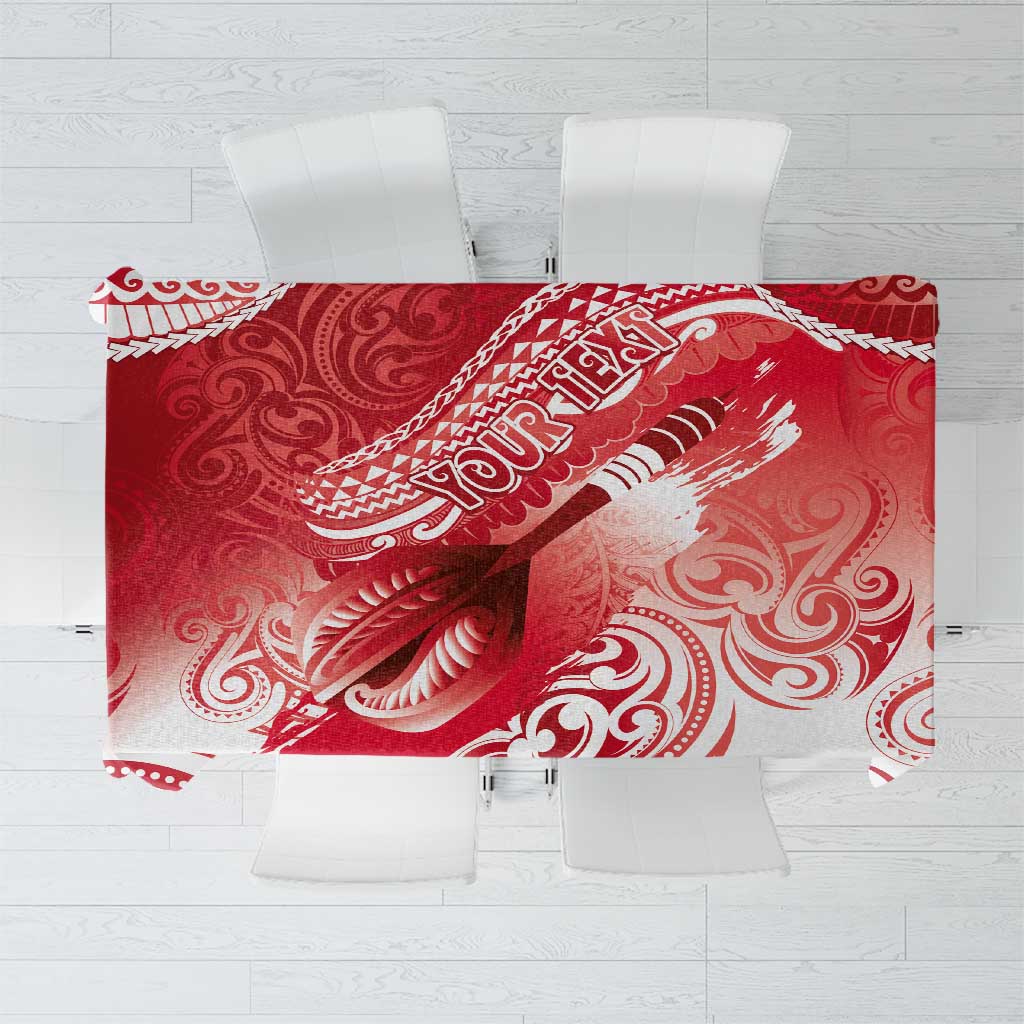 Personalised New Zealand Aotearoa Darts Masters Tablecloth Maori Art Tattoo with Tribal Dart Symbol Red LT03 Red - Polynesian Pride