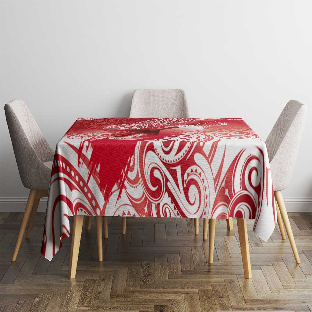 Personalised New Zealand Aotearoa Darts Masters Tablecloth Maori Art Tattoo with Tribal Dart Symbol Red LT03 - Polynesian Pride