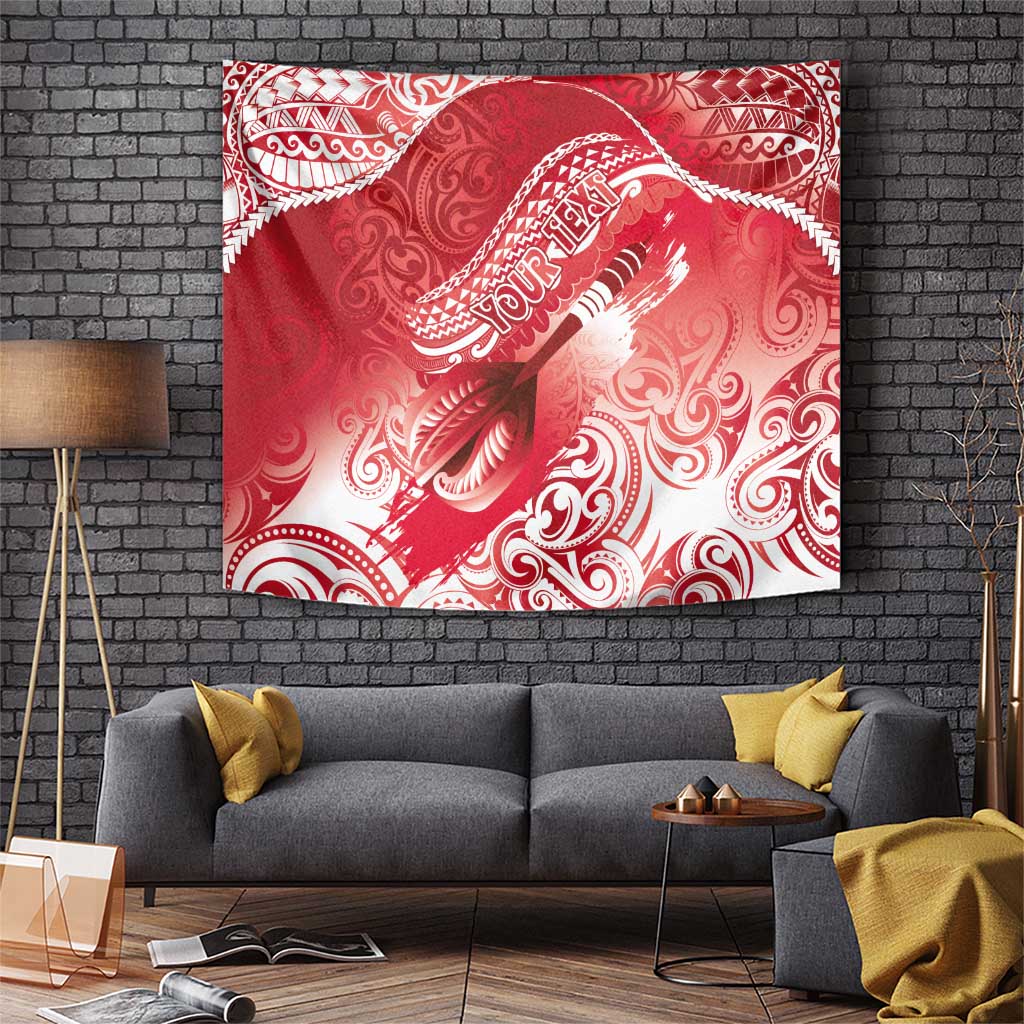 Personalised New Zealand Aotearoa Darts Masters Tapestry Maori Art Tattoo with Tribal Dart Symbol Red LT03 Red - Polynesian Pride