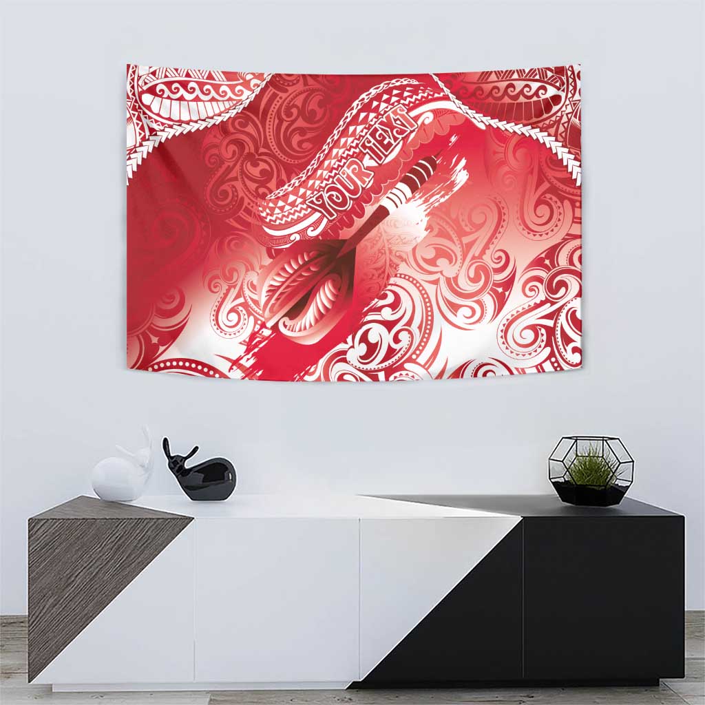 Personalised New Zealand Aotearoa Darts Masters Tapestry Maori Art Tattoo with Tribal Dart Symbol Red LT03 - Polynesian Pride