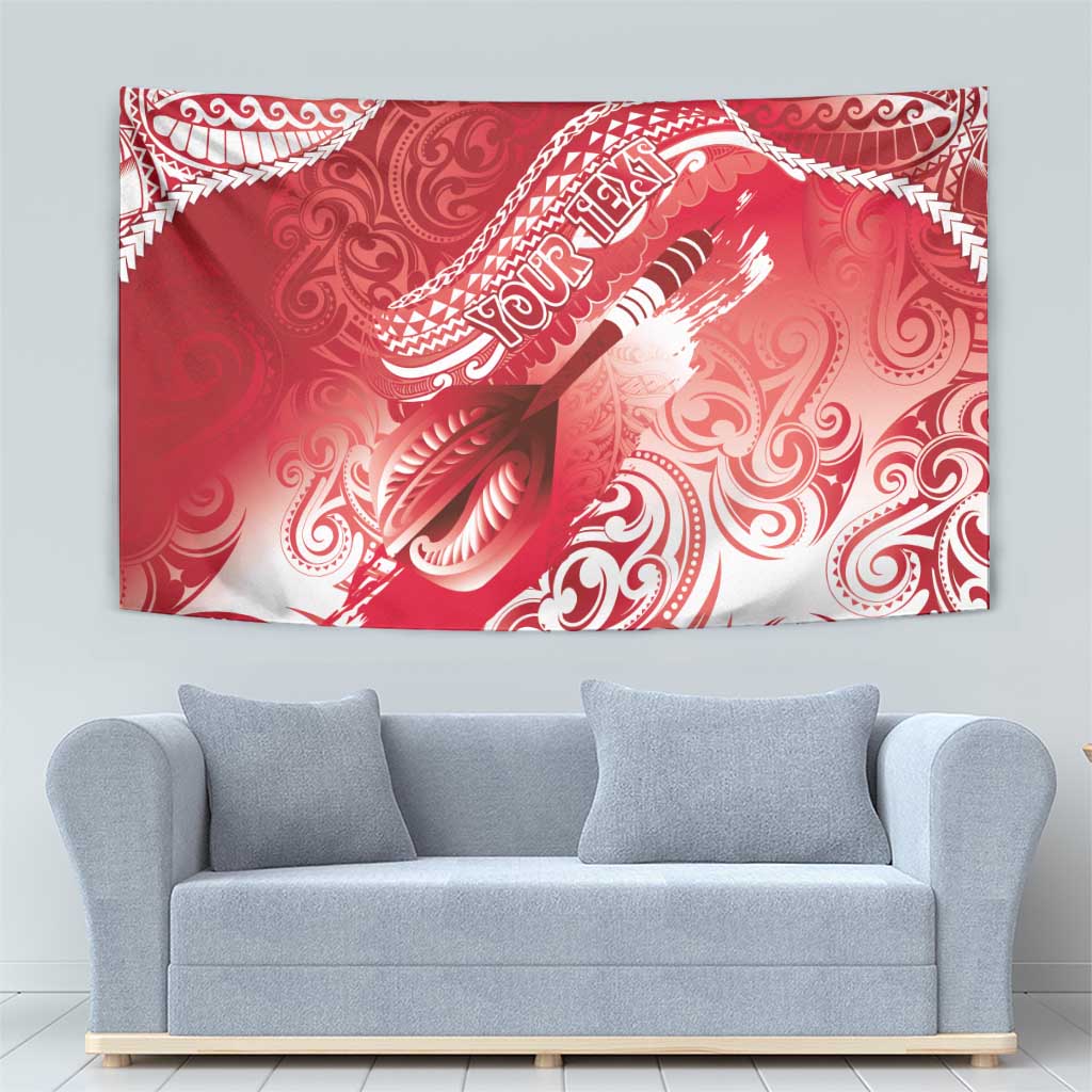 Personalised New Zealand Aotearoa Darts Masters Tapestry Maori Art Tattoo with Tribal Dart Symbol Red LT03 - Polynesian Pride