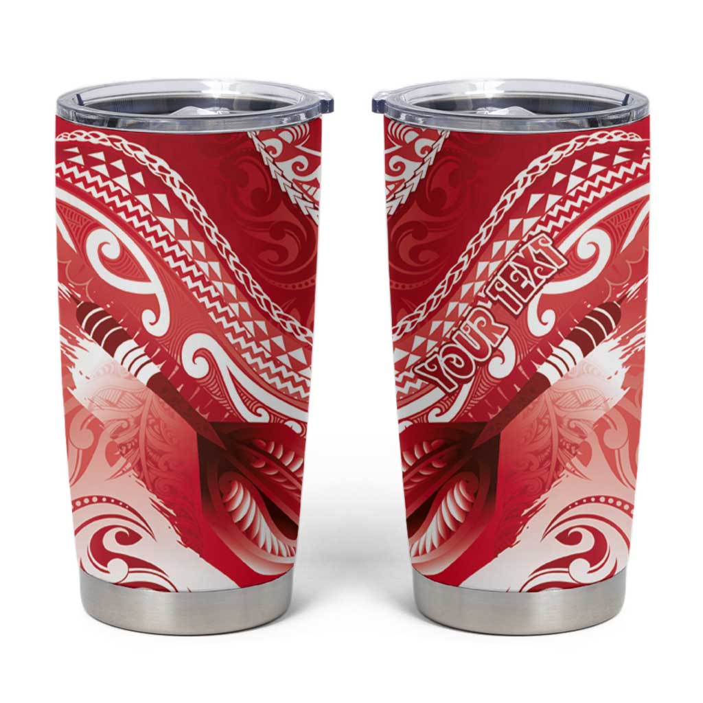 Personalised New Zealand Aotearoa Darts Masters Tumbler Cup Maori Art Tattoo with Tribal Dart Symbol Red LT03 Red - Polynesian Pride