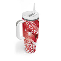 Personalised New Zealand Aotearoa Darts Masters Tumbler With Handle Maori Art Tattoo with Tribal Dart Symbol Red LT03 - Polynesian Pride