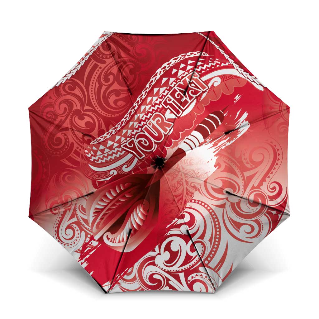 Personalised New Zealand Aotearoa Darts Masters Umbrella Maori Art Tattoo with Tribal Dart Symbol Red LT03 One Size Folded 11.42 inch Opened Diameter 37.4 inch Red - Polynesian Pride