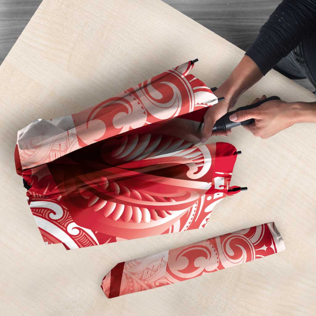 Personalised New Zealand Aotearoa Darts Masters Umbrella Maori Art Tattoo with Tribal Dart Symbol Red LT03 - Polynesian Pride