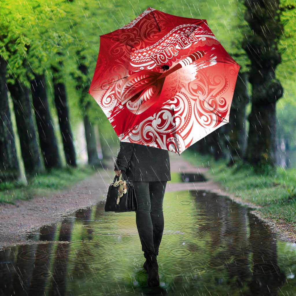 Personalised New Zealand Aotearoa Darts Masters Umbrella Maori Art Tattoo with Tribal Dart Symbol Red LT03 - Polynesian Pride