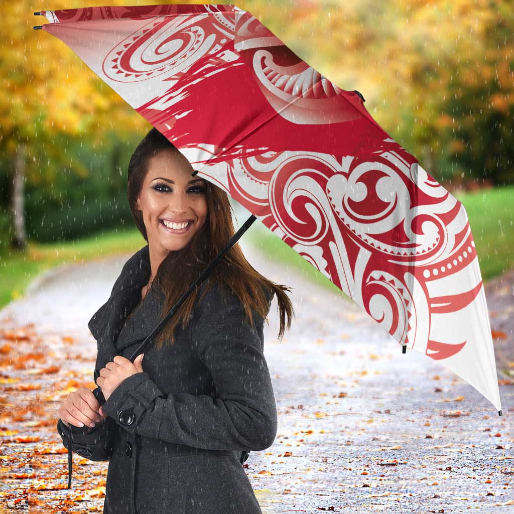 Personalised New Zealand Aotearoa Darts Masters Umbrella Maori Art Tattoo with Tribal Dart Symbol Red LT03 - Polynesian Pride