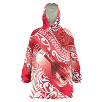 Personalised New Zealand Aotearoa Darts Masters Wearable Blanket Hoodie Maori Art Tattoo with Tribal Dart Symbol Red LT03 One Size Red - Polynesian Pride