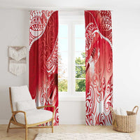 Personalised New Zealand Aotearoa Darts Masters Window Curtain Maori Art Tattoo with Tribal Dart Symbol Red LT03 - Polynesian Pride
