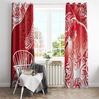 Personalised New Zealand Aotearoa Darts Masters Window Curtain Maori Art Tattoo with Tribal Dart Symbol Red LT03 - Polynesian Pride