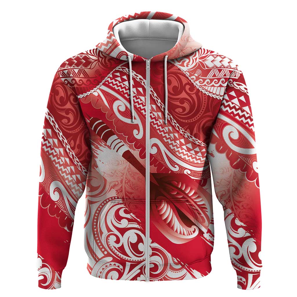 Personalised New Zealand Aotearoa Darts Masters Zip Hoodie Maori Art Tattoo with Tribal Dart Symbol Red LT03 Zip Hoodie Red - Polynesian Pride