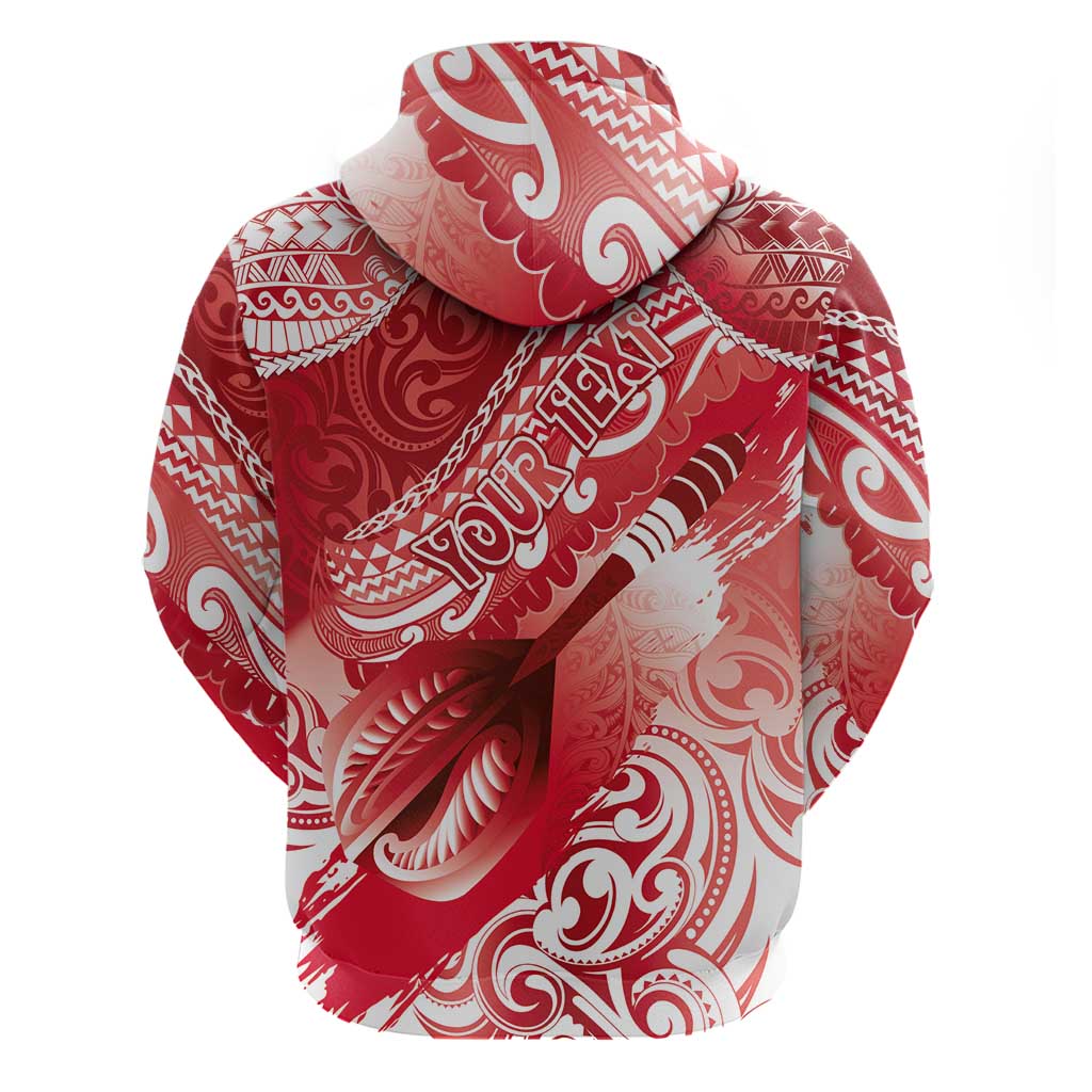 Personalised New Zealand Aotearoa Darts Masters Zip Hoodie Maori Art Tattoo with Tribal Dart Symbol Red LT03 - Polynesian Pride