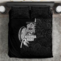 New Zealand World Cup 2023 Bedding Set Aotearoa Champion Rugby with Silver Fern Maori Ethnic Pattern LT03 Black - Polynesian Pride