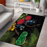 New Zealand Tui Area Rug Guardians of the Hei Tiki - Maori Art and Plants LT03 - Polynesian Pride