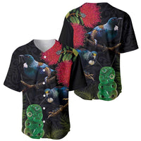 New Zealand Tui Baseball Jersey Guardians of the Hei Tiki - Maori Art and Plants LT03 - Polynesian Pride