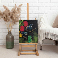 New Zealand Tui Canvas Wall Art Guardians of the Hei Tiki - Maori Art and Plants LT03 - Polynesian Pride