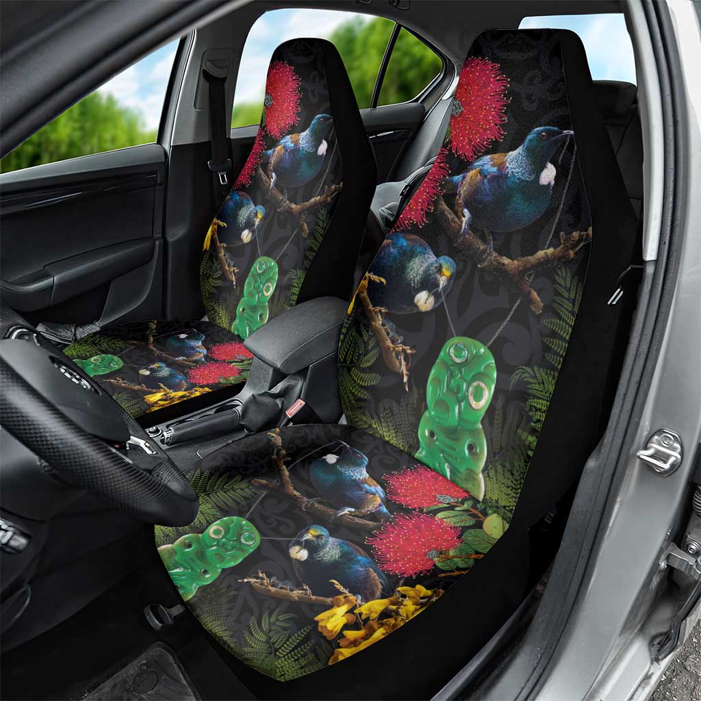 New Zealand Tui Car Seat Cover Guardians of the Hei Tiki - Maori Art and Plants LT03 - Polynesian Pride