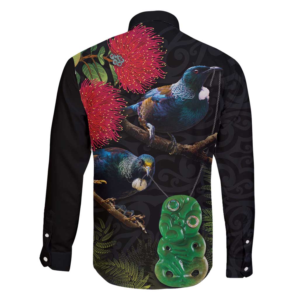 New Zealand Tui Family Matching Puletasi and Hawaiian Shirt Guardians of the Hei Tiki - Maori Art and Plants LT03 - Polynesian Pride