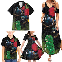 New Zealand Tui Family Matching Summer Maxi Dress and Hawaiian Shirt Guardians of the Hei Tiki - Maori Art and Plants LT03 - Polynesian Pride