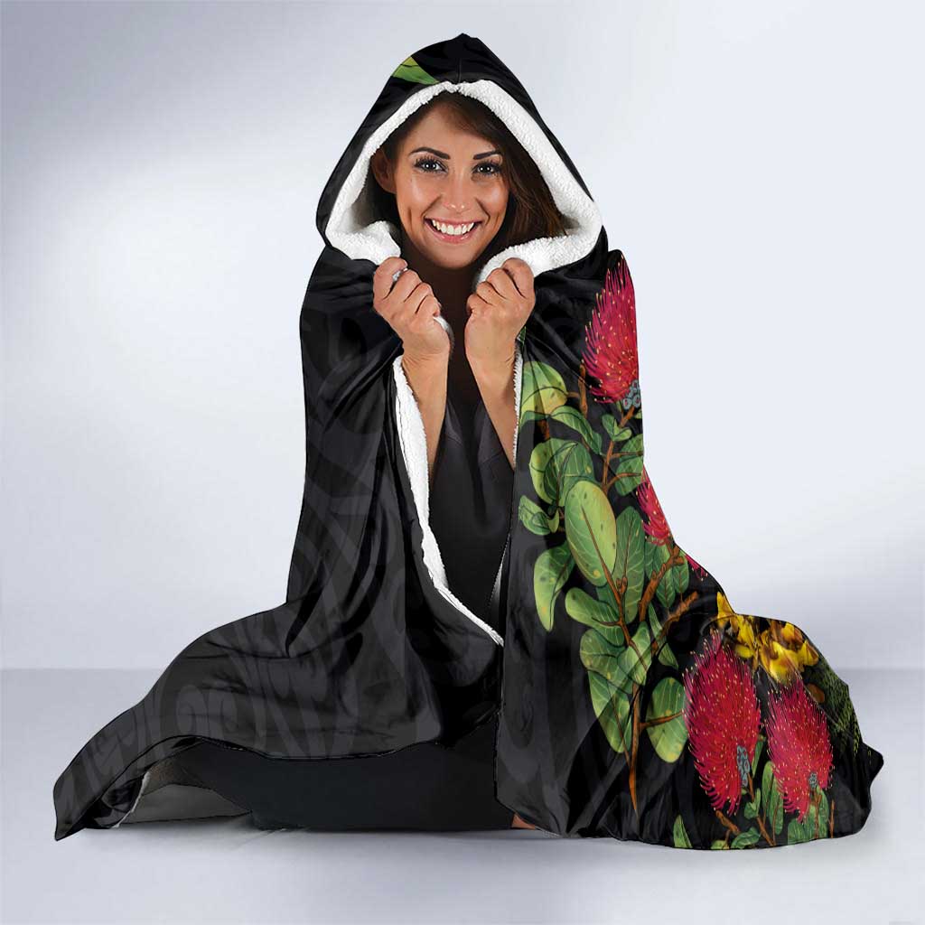 New Zealand Tui Hooded Blanket Guardians of the Hei Tiki - Maori Art and Plants LT03 - Polynesian Pride